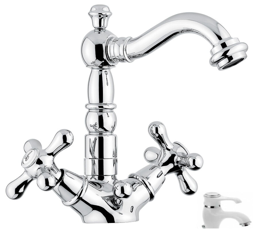 Изображение товара Смеситель для раковины Emmevi Deco Old 12615BC, белый/хром