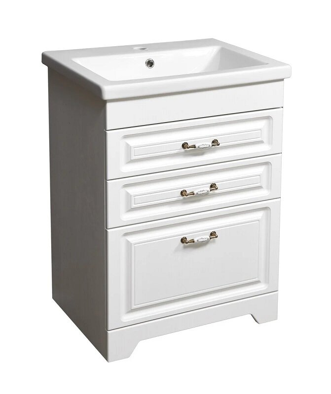 Изображение товара Тумба под раковину Stella Polar Кармела 55, размеры 56,5 см, белая, напольная