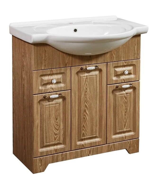 Изображение товара Тумба под раковину Stella Polar Кармела 75 с напольной установкой и глянцевым покрытием