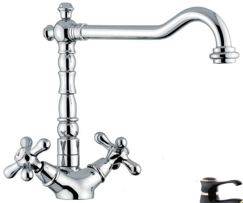 Изображение товара Смеситель для кухни Emmevi Deco Old 12617NO, черный/золото Изображение товара Смеситель для кухни Emmevi Deco Old 12617NO, черный/золото