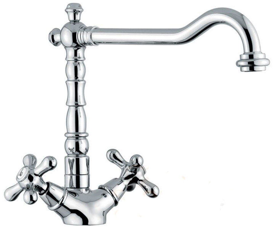 Изображение товара Кухонный смеситель Emmevi Deco Old 12617CR хром с поворотным изливом Изображение товара Кухонный смеситель Emmevi Deco Old 12617CR хром с поворотным изливом