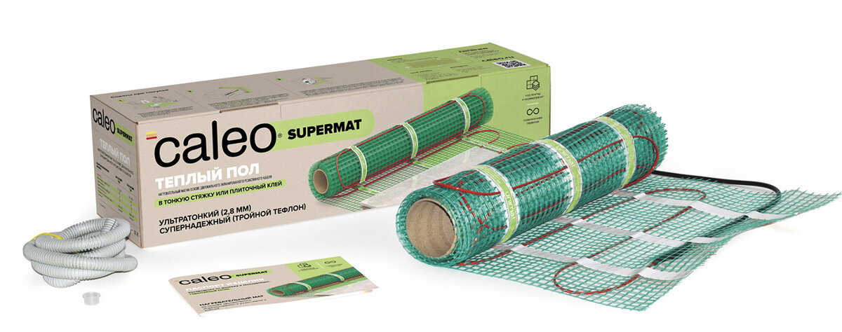 Изображение товара Теплый пол Caleo Supermat 130-0,5-1,8, 1.8 кв.м, мощность 234 Вт, сверхтонкий
