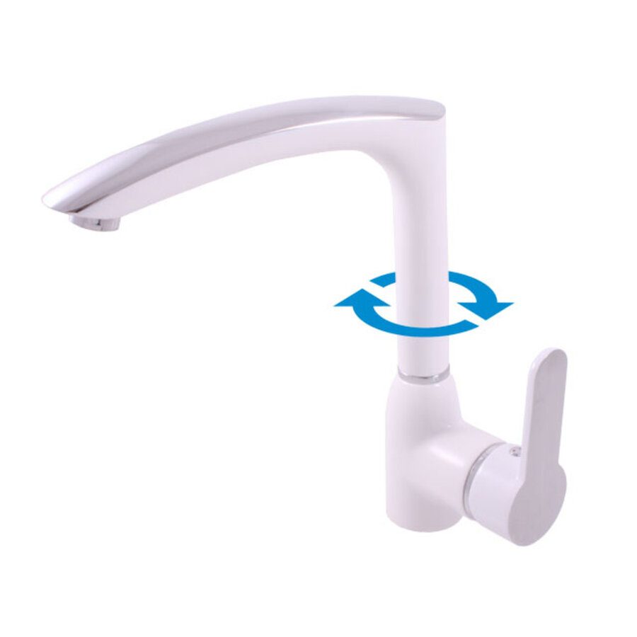 Изображение товара Смеситель для кухонной мойки Rav-Slezak Zambezi ZA007.5/7CB, белый/хром, поворотный излив