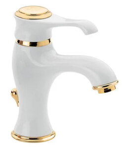 Изображение товара Смеситель для раковины Emmevi Harmony 22003BO, белый/золото