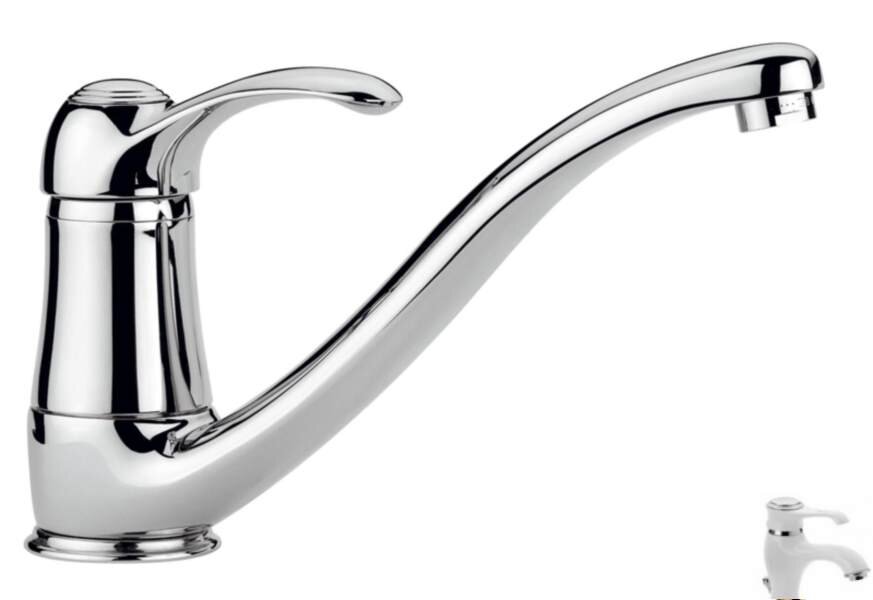 Изображение товара Смеситель для кухни Emmevi Harmony 22095BC белый хром однорычажный