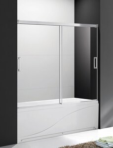 Изображение товара Душевая шторка на ванну Cezares TANDEM-SOFT-VF-2-160/145-C/P-Cr-IV, 160 см, стекло прозрачное/рифленое, профиль хром