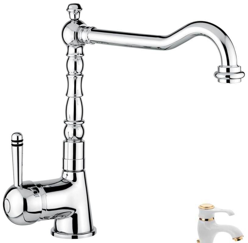 Изображение товара Смеситель для кухни Emmevi Laguna 40516BO, белый/золото Изображение товара Смеситель для кухни Emmevi Laguna 40516BO, белый/золото