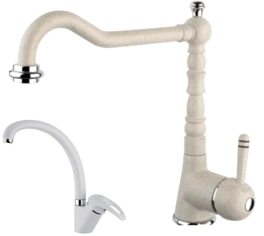 Изображение товара СмесительдлякухниEmmeviLaguna40516BEGбелыйгранититальянский