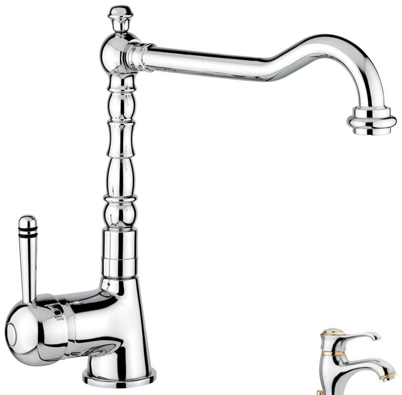 Изображение товара Смеситель для кухни Emmevi Laguna 40516CO хром золото, однорычажный, Италия