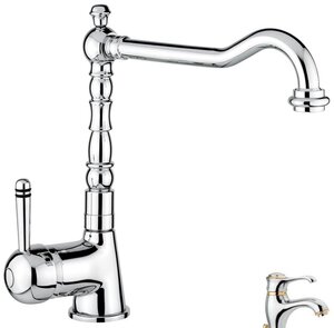 Изображение товара Смеситель для кухни Emmevi Laguna 40516CO хром золото, однорычажный, Италия