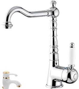 Изображение товара Смеситель для раковины Emmevi Laguna 40513BO, белый/золото