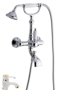 Изображение товара Смеситель для ванны и душа Emmevi Laguna 40011BO, белый/золото