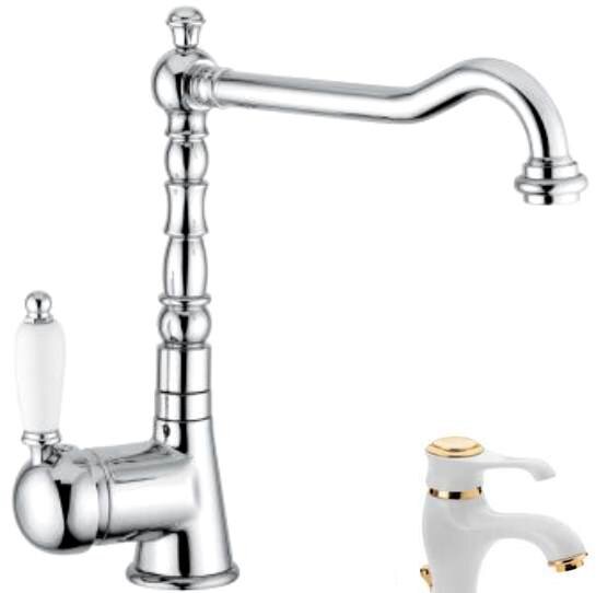 Изображение товара Смеситель кухонный Emmevi Laguna 40517BO белое золото, ретро, поворотный Изображение товара Смеситель кухонный Emmevi Laguna 40517BO белое золото, ретро, поворотный