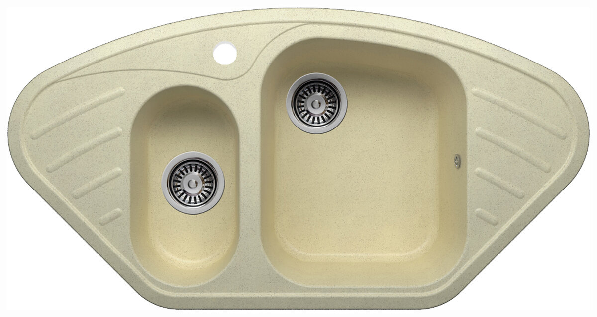 Изображение товара Кухонная мойка Polygran F-14 №328 из искусственного камня с двумя чашами и угловым монтажом