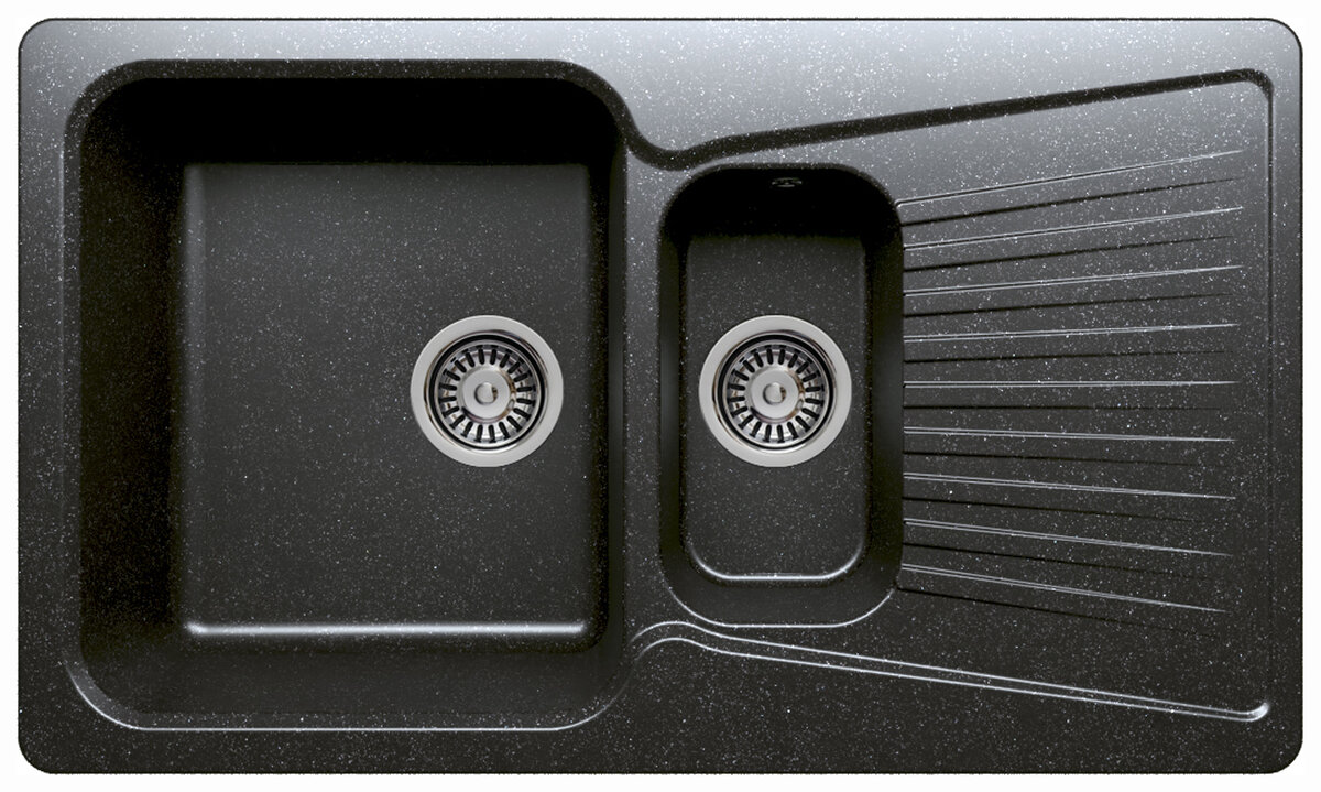 Изображение товара Кухонная мойка Polygran F-18 №16 черная из искусственного камня с двумя раковинами
