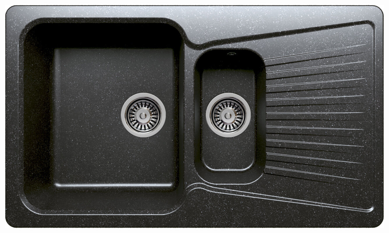 Изображение товара Кухонная мойка Polygran F-18 №16 черная из искусственного камня с двумя раковинами