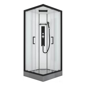 Изображение товара Душевая кабина Black&White Galaxy G8002, 90 x 90 см, с гидромассажем, стекла прозрачные, профиль черный матовый, 8002900