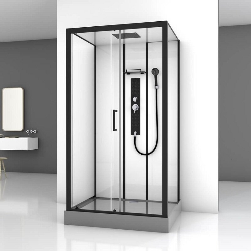 Изображение товара Душевая кабина Black&White Galaxy G8008, 90 x 115 см, с гидромассажем, стекла прозрачные, профиль черный матовый, 8008000