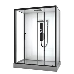 Изображение товара Душевая кабина Black&White Galaxy G8010, 85 x 160 см, с гидромассажем, стекла прозрачные, профиль черный матовый, 8010000