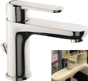 Изображение товара Смеситель для раковины Emmevi Nefer 77003QO, кварц/золото