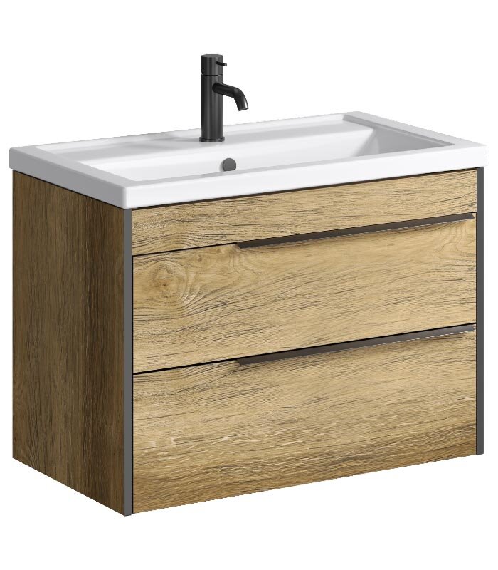 Изображение товара Тумба под раковину Aqwella Fargo 80, подвесная или напольная, дуб балтийский, 81x46x60.7 см