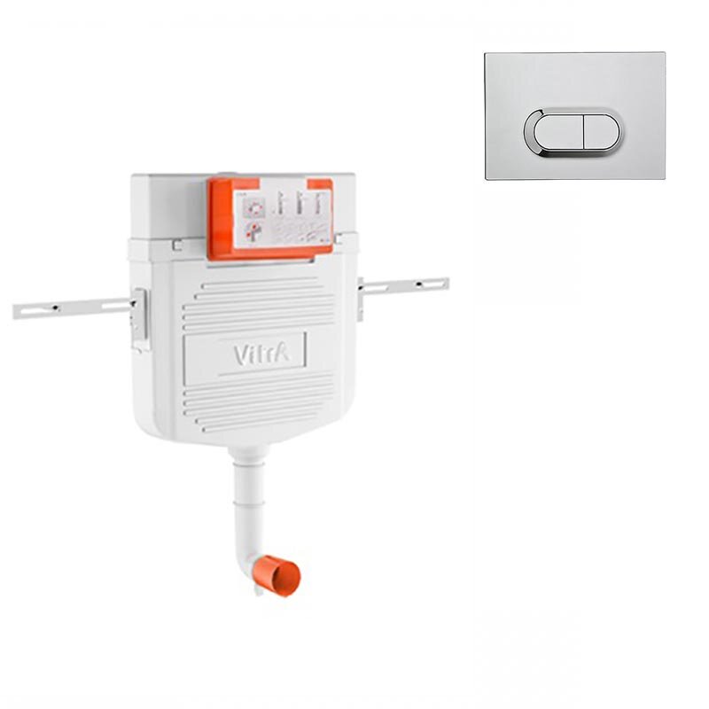 Изображение товара Бачок скрытого монтажа Vitra 12 S с клавишей смыва хром, 41.5х12х50.5 см