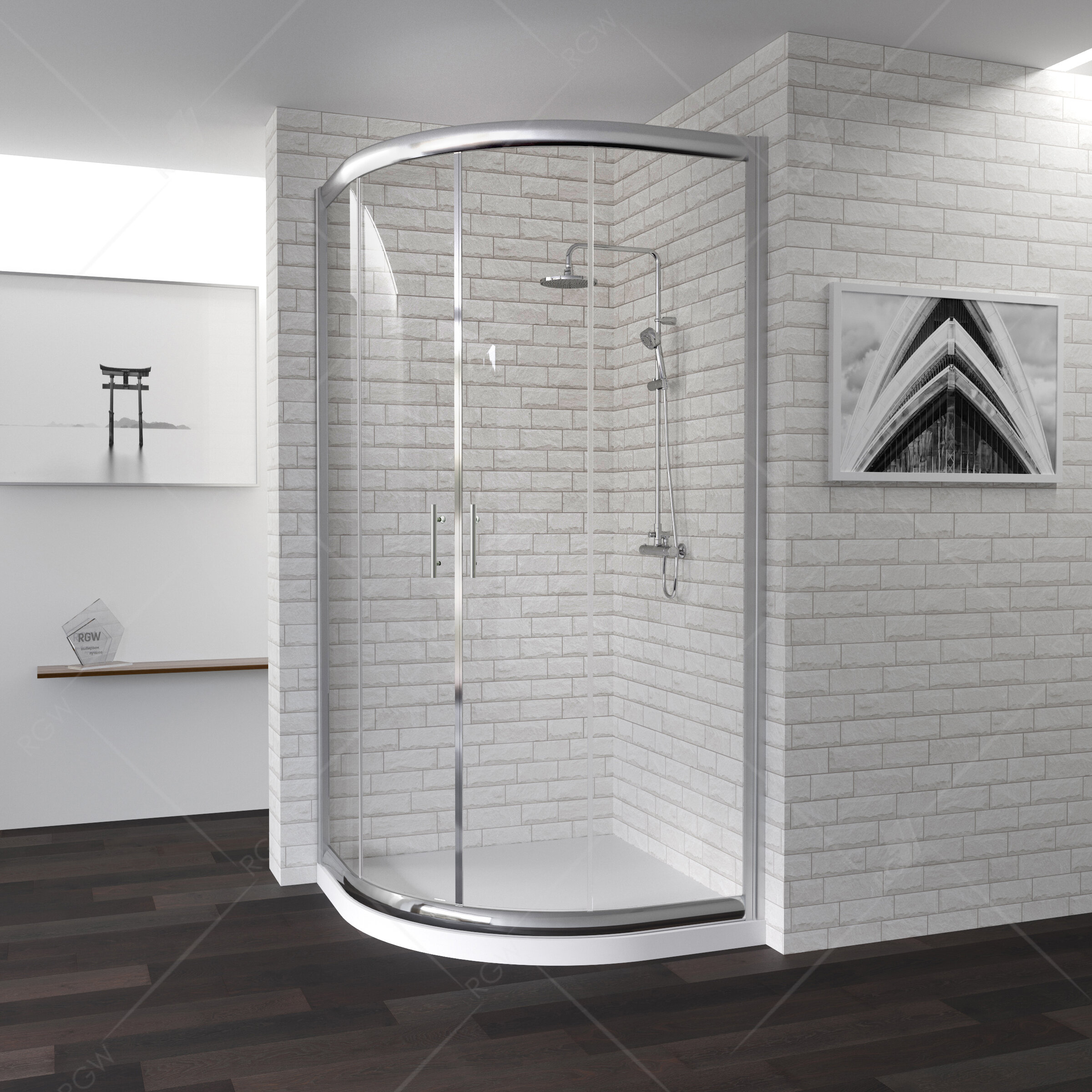 Изображение товара Душевой уголок RGW PA-51 четверть круга 80x80 см прозрачное стекло хром