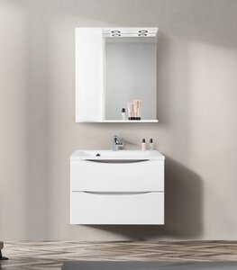 Изображение товара Зеркальный шкаф BelBagno Marino MARINO-SPC-700/750-1A-BL-P-L/R, 70 х 75 см, с LED-подсветкой, Bianco Lucido - белый глянец, левый/правый