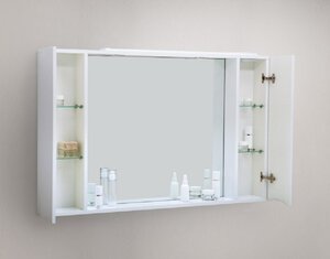 Изображение товара Зеркальный шкаф BelBagno Marino MARINO-SPC-1000/750-2A-BL-P, 100 х 75 см, с LED-подсветкой, Bianco Lucido - белый глянец
