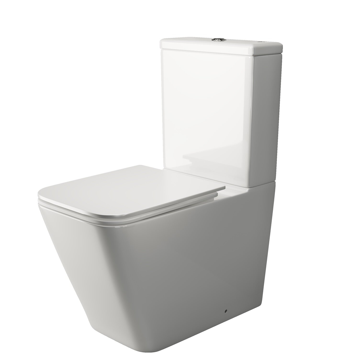 Изображение товара Напольный унитаз Ceramicanova Cubic Rimless CN1803, безободковый, с бачком, сиденье Soft Close, сантехфарфор, белый