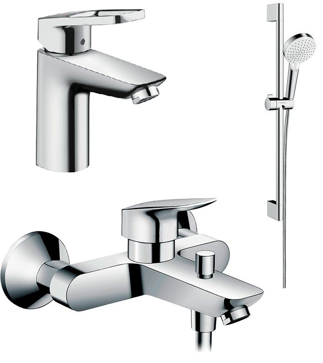 Изображение товара Комплект смесителей Hansgrohe Logis для ванны, раковины, душа в хроме