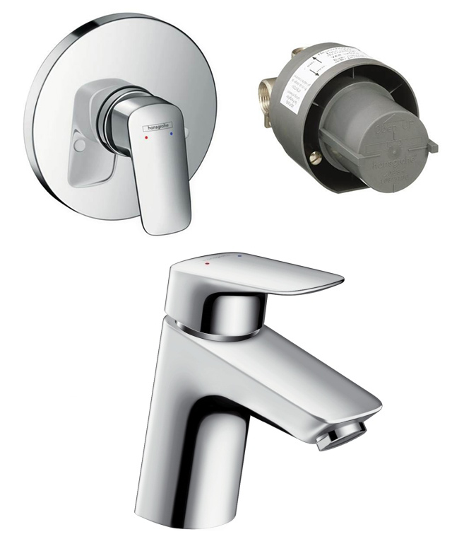 Изображение товара Комплект смесителей Hansgrohe Logis, 71071000+71666000, хром, Santehnica.ru