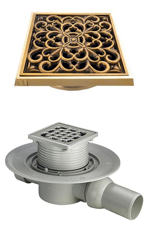 Изображение товара Душевой трап Viega Advantix 557119 с решеткой Bronze de Luxe Узоры, 25 см, Германия