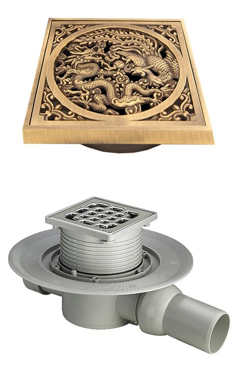 Изображение товара Трап Viega Advantix 557119 с решеткой Bronze de Luxe Дракон, комплект Santehnica.ru