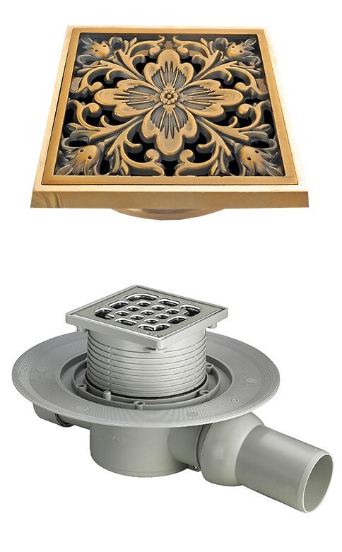 Изображение товара Душевой трап Viega Advantix 557119 с решеткой Bronze de Luxe Цветок