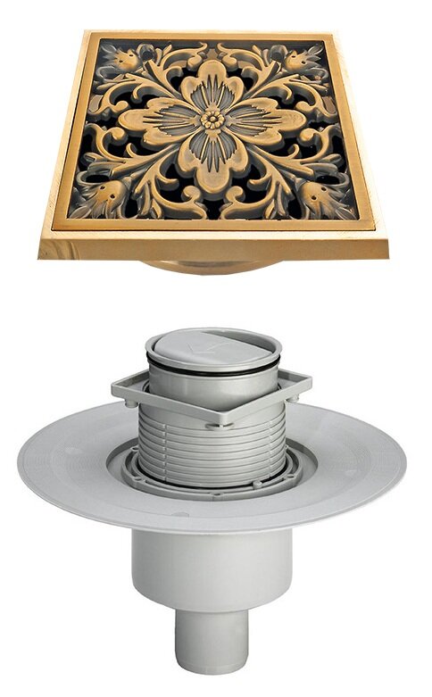 Изображение товара Трап Viega Advantix 583224 с решеткой Bronze de Luxe "Цветок", комплект Santehnica.ru