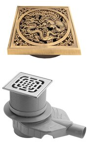 Изображение товара Трап Viega Advantix 669201 с решеткой Bronze de Luxe "Дракон", комплект Santehnica.ru