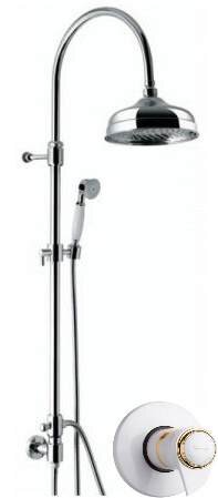 Изображение товара Душевой комплект Emmevi Deco Classic C02594EBO, 1 режим струи, белый/золото Изображение товара Душевой комплект Emmevi Deco Classic C02594EBO, 1 режим струи, белый/золото