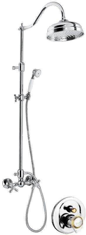 Изображение товара Душевая система Emmevi Deco Old 1200218CO - хром/золото, вертикальная инсталляция, 1 режим лейки