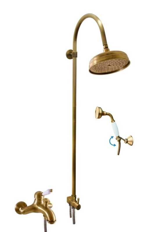 Изображение товара Душевая система Rav-Slezak Labe L554.5/3SM бронза и белый ретро дизайн