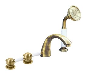 Изображение товара Смеситель для ванны и душа на 4 отверстия Rav-Slezak Labe L569.5PSM, бронза/белый