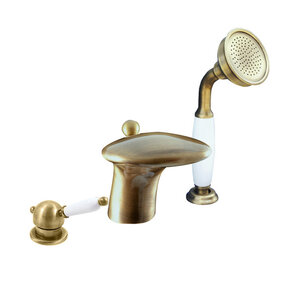 Изображение товара Рав-слезак L571.5SSM Смеситель для ванны и душа бронза/белый однорычажный с каскадным изливом