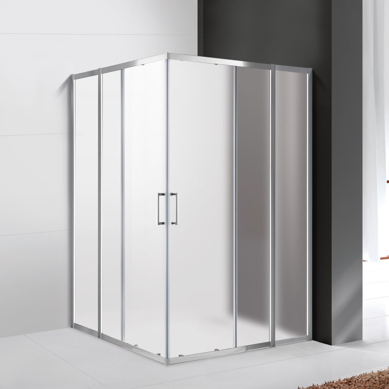 Изображение товара Душевой уголок Cezares Molveno-A-22-100+20-P-Cr 120х120 см с рифленым стеклом и хром профилем