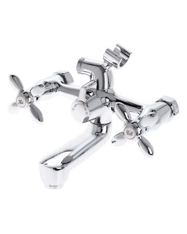 Изображение товара Смеситель Agger Retro A1921200 для ванны и душа хром двухзахватный с душевым набором