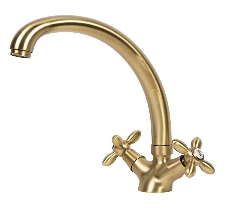 Изображение товара Стильный бронзовый смеситель для кухни Agger Retro A1900288 с двухзахватным управлением