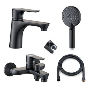 Изображение товара Комплект смесителей Orange Aristo M19-311B, черный матовый