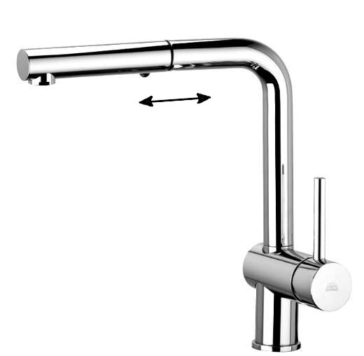 Изображение товара Современный кухонный смеситель Paffoni Dualget LIG285CR-MET с выдвижной лейкой, хром