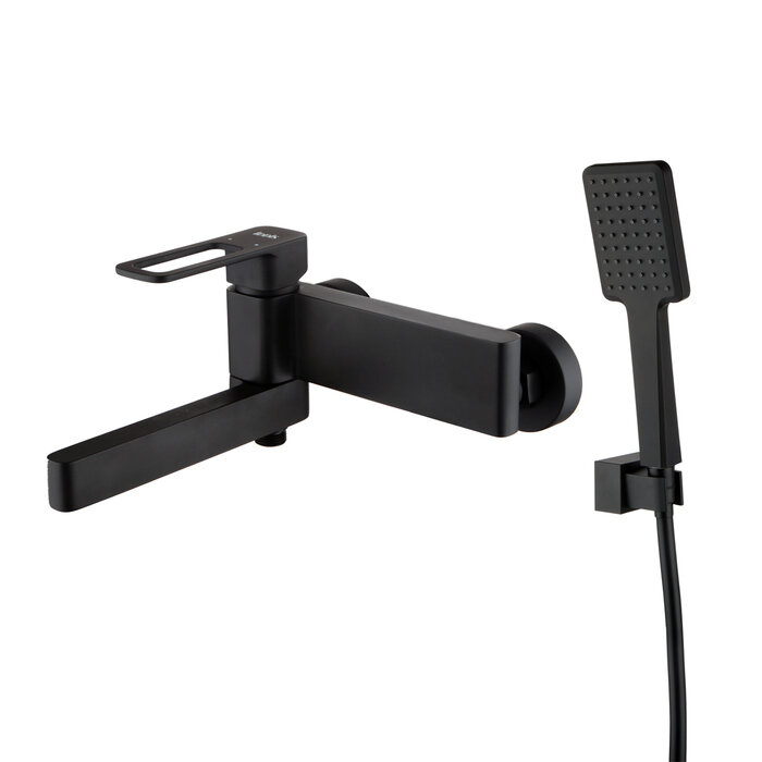 Изображение товара Смеситель для ванны Iddis Slide SLIBL00i02 черный однорычажный с поворотным изливом