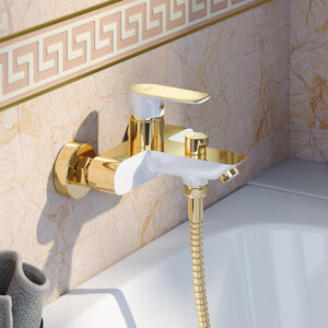 Изображение товара Смеситель для ванны Iddis Cloud CLOWG02i02 белый золото вертикальный