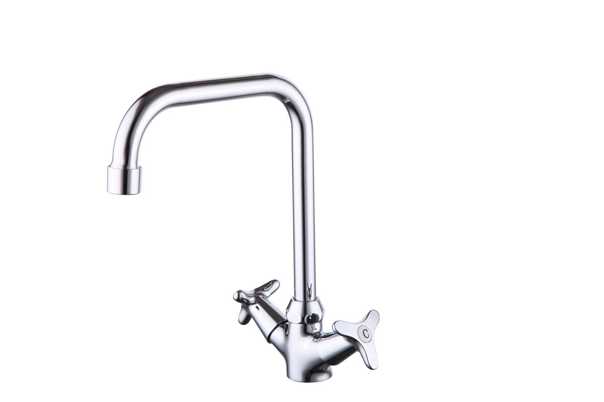 Изображение товара Смеситель кухонный Zenta Санди Z2901 хром двухвентильный с поворотным изливом